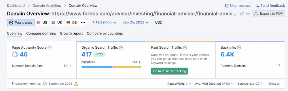 statistics on forbes article to show the value of a backlink from forbes